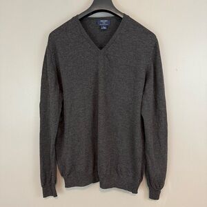 Brooks 346 Merino Wool V Neck Sweater Size Extra Large / XL Gray